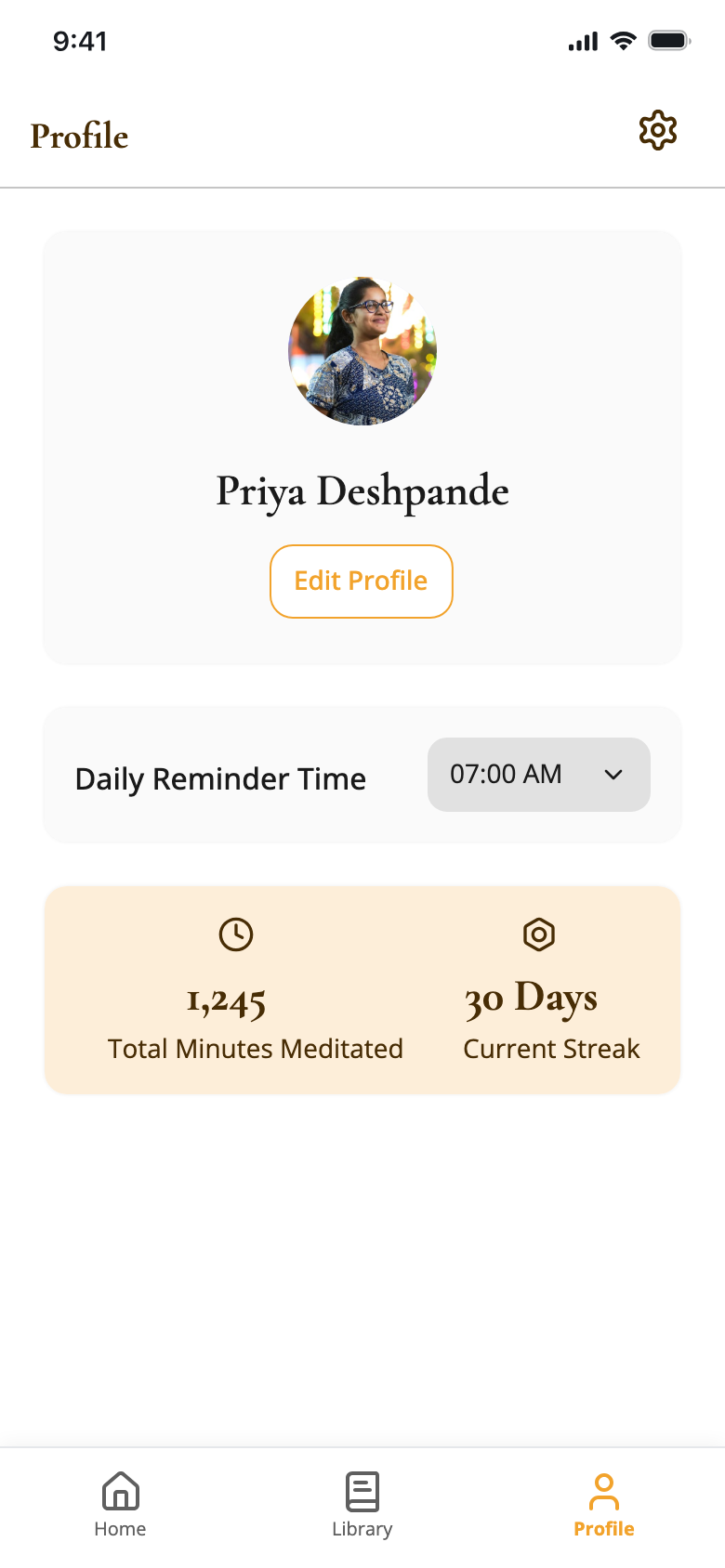Prayer app - Profile